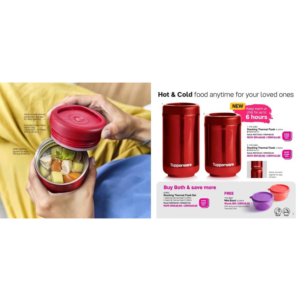 TUPPERWARE Stacking Thermal Flask Set [2pc] Buy Both & save more