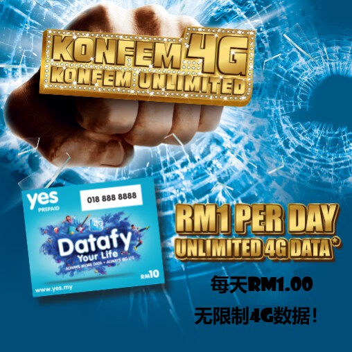 Yes Unlimited 4g Data Upto 7 Mbps 20gb With Full Speed Shopee Malaysia