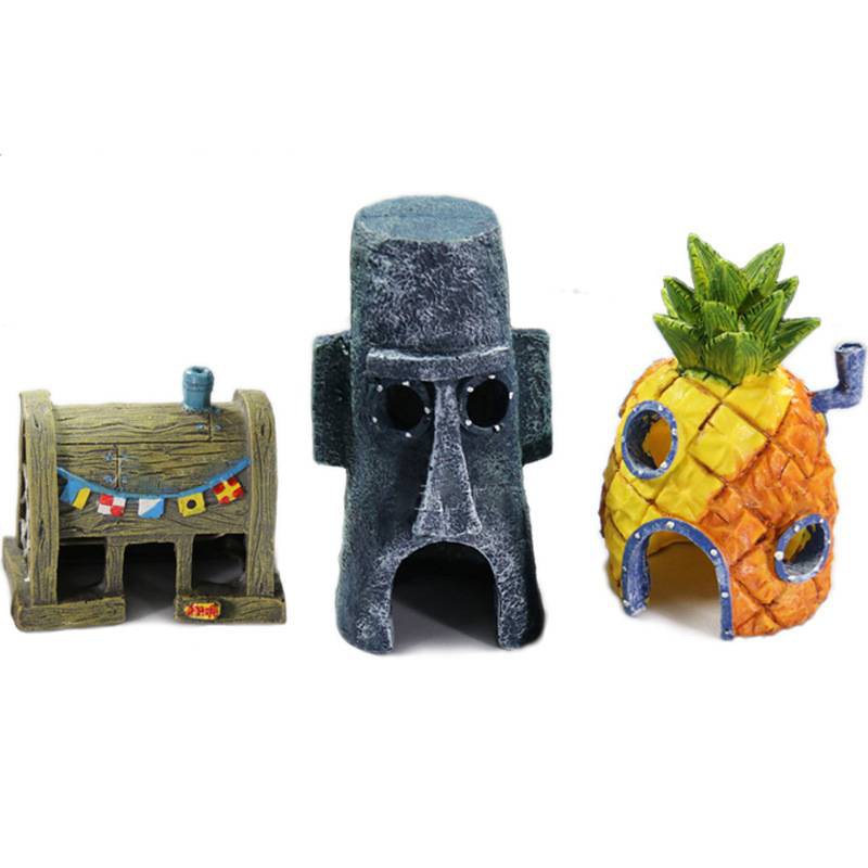 Spongebob Squidward Pineapple Cartoon House Fish Tank Aquarium