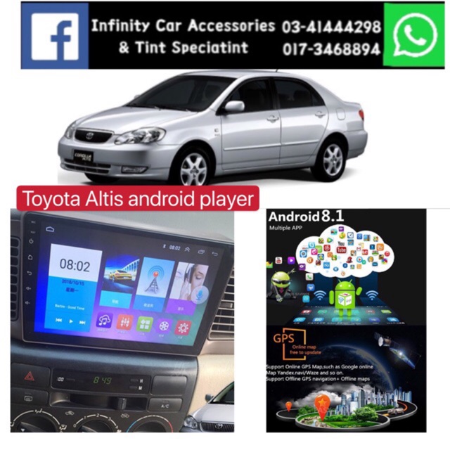 Toyota Altis 2001-2007 android player with casing | BeeCost