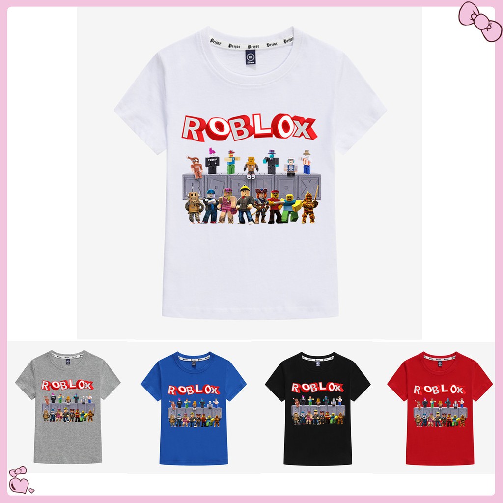 Roblox Kids Boys Short Sleeve T Shirt Cartoon Summer Printed Tee Shirts Cotton Baby Children Casual Tops Shopee Malaysia - 2020 kids summer t shirts boy girls cartoon 3d roblox game print