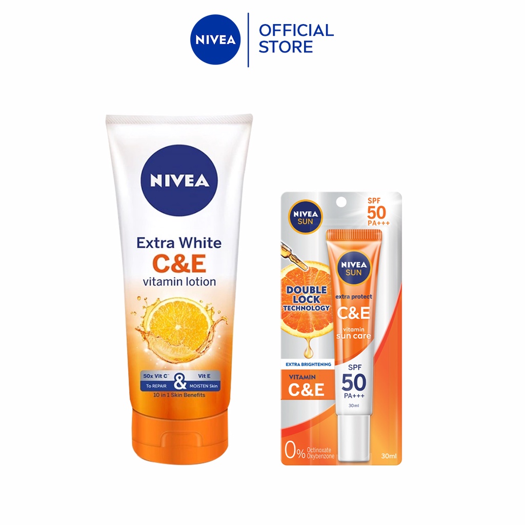 NIVEA Extra Bright C&E Vitamin Lotion (320ml) + NIVEA C&E Sun Protect