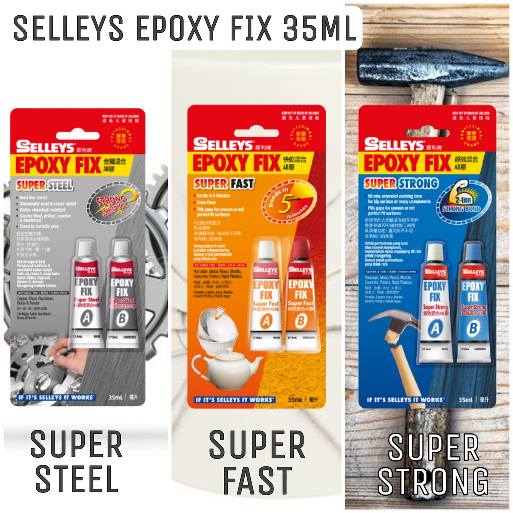 35ML SELLEYS Epoxy Fix Super Steel / Super Fast / Super Strong Shopee