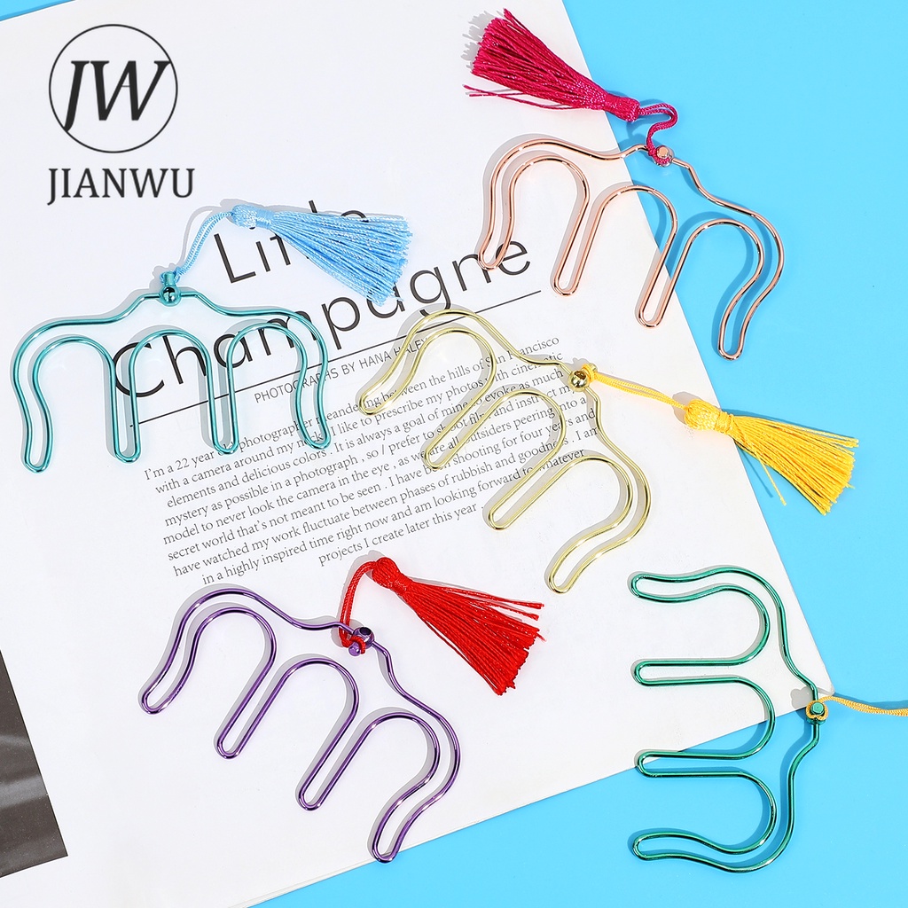 JIANWU Creative Hollow Fringed Sheet Music Clip Journal Notebook Memo Metal Paperclips Office Binding School Stationery