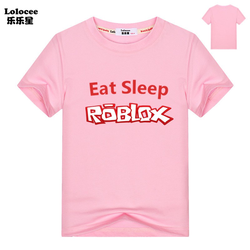 Eat Sleep Roblox Repeat Black T Shirt Boys Girls Summer Cotton Funny Tops Tee Shopee Malaysia - cute girls wear black and white shirt design roblox