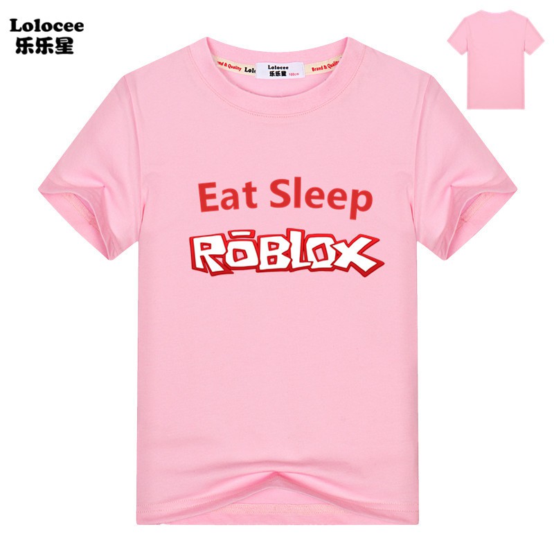 Eat Sleep Roblox Repeat Black T Shirt Boys Girls Summer Cotton Funny Tops Tee Shopee Malaysia - black shirt roblox girls