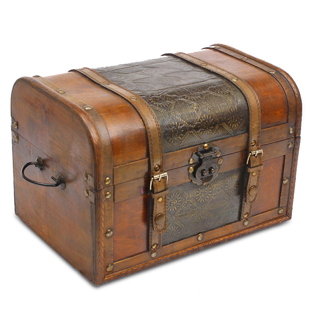 Vintage Wooden Treasure Chest Box Shopee Malaysia