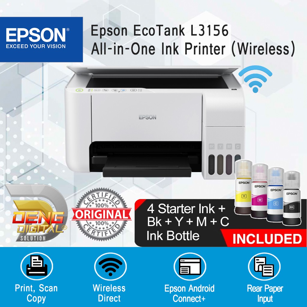 Epson L3156 Printer EcoTank AllinOne Ink Tank ( Print / Scan / Copy