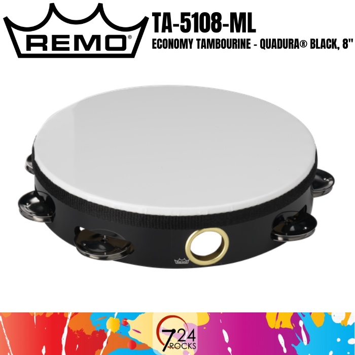 Remo TA-5108-70 – Tambourin 08″ Avec 1 Rangée De 8 Cymbalettes Avec Peau Non Accordable