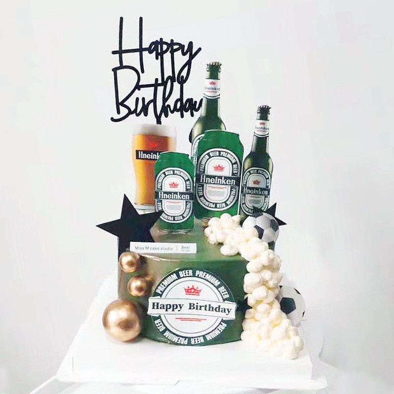 Buy Ready Stock Football Beer Alcohol Wine Happy Birthday Cake Topper Set Seetracker Malaysia