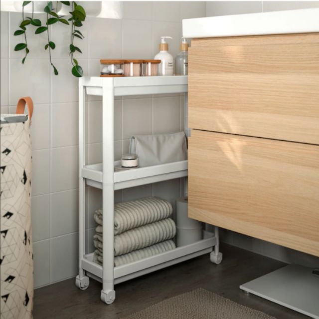 READY STOK IKEA  ORIGINAL VESKEN rak  beroda Trolley white 