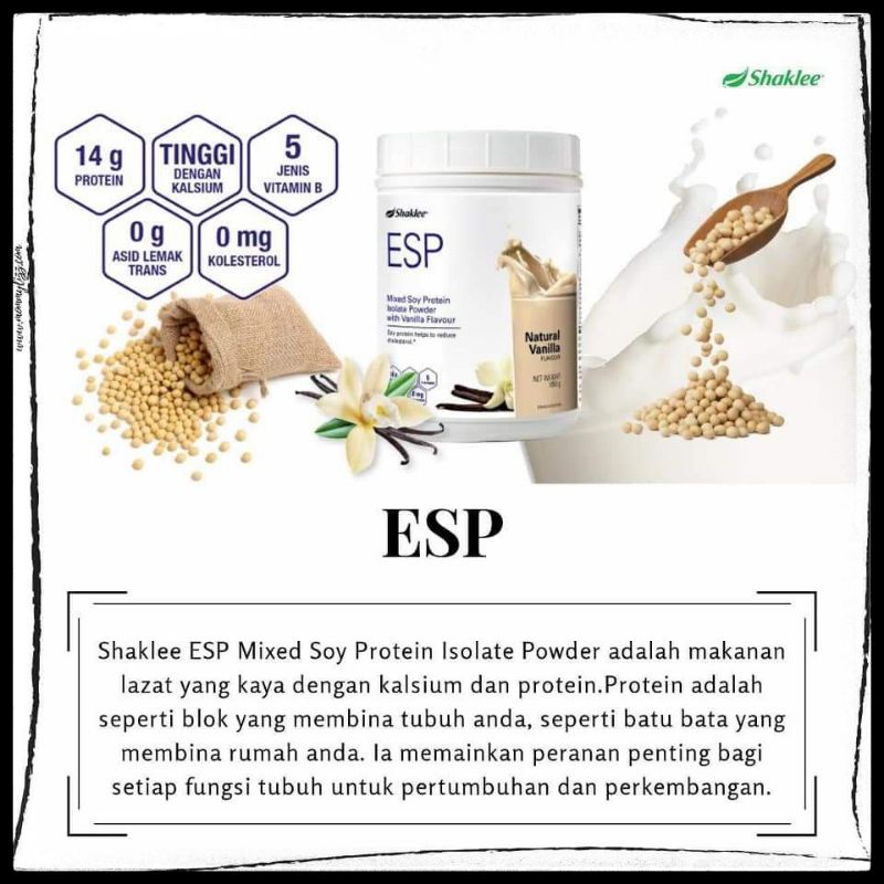 Shaklee ESP Mixed Soy Protein Isolate Powder Vanilla Flavour ENERGY