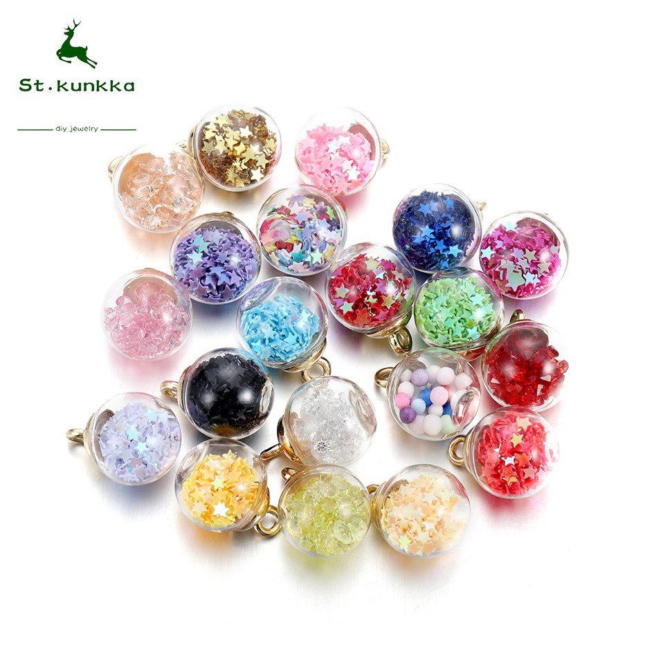 St.kunkka 10Pcs Transparent Glass Ball Charm Pendant For DIY Bracelet Necklace Jewelry Making Earring Accessories