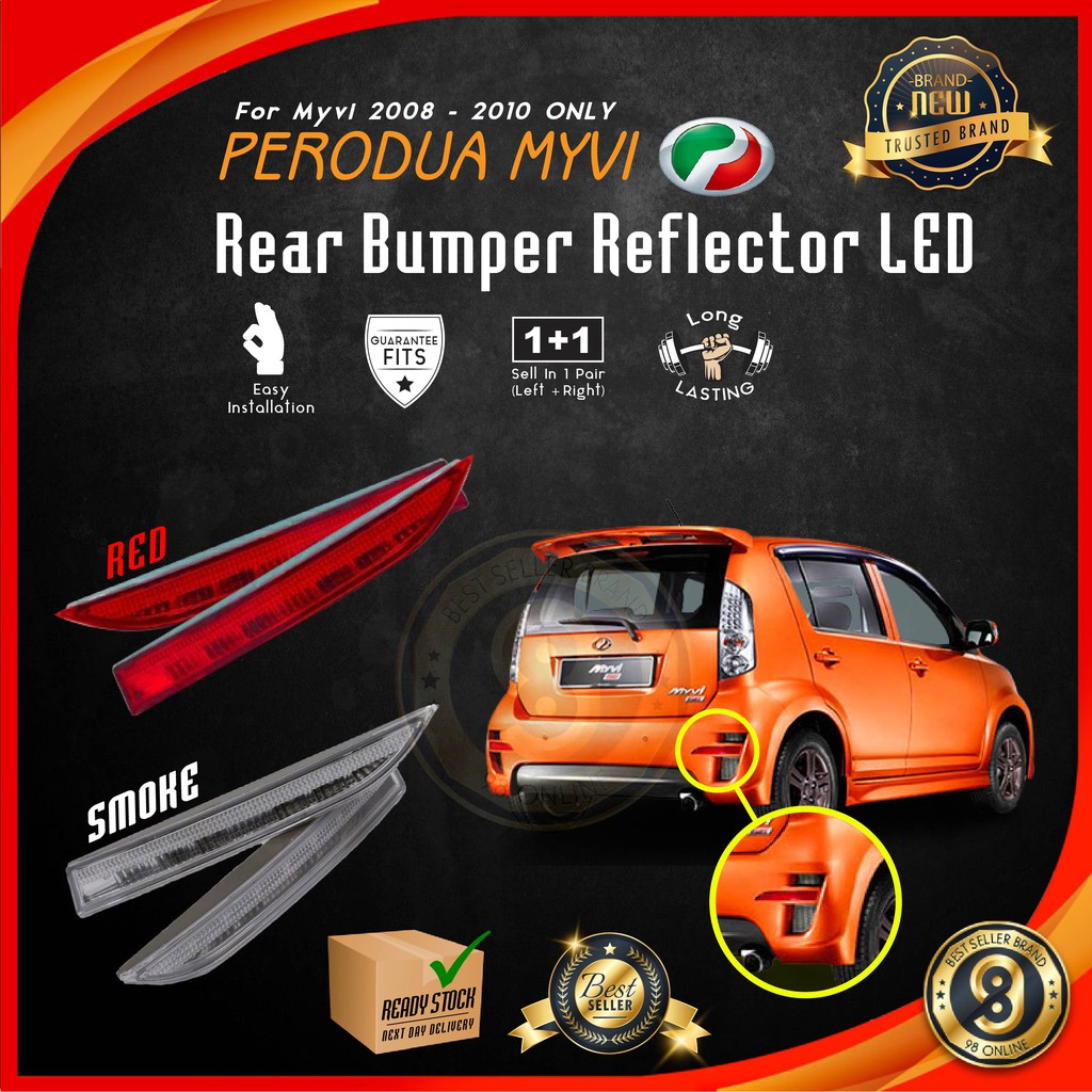 Perodua Myvi SE2 2008 2010 Rear Bumper Reflector Led Red / Smoke