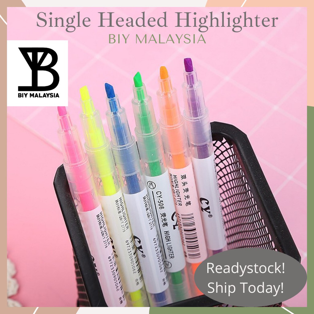 1s-6-korean-creative-double-headed-single-color-highlighter-students