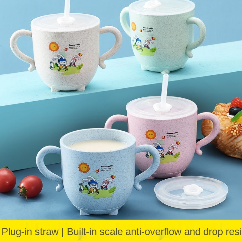 Jerami Gandum Cawan Kartun Comel Kanak Kanak Cawan Minum Air Berskala Anti Jatuh Cawan Panas Shopee Malaysia