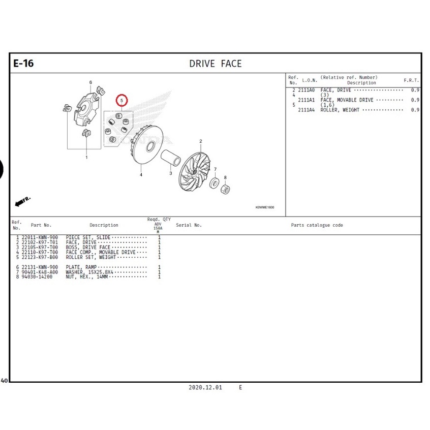 Honda Original Roller Set Weight ADV 150  PCX ( 22123-K97-B00 ) | Shopee  Malaysia