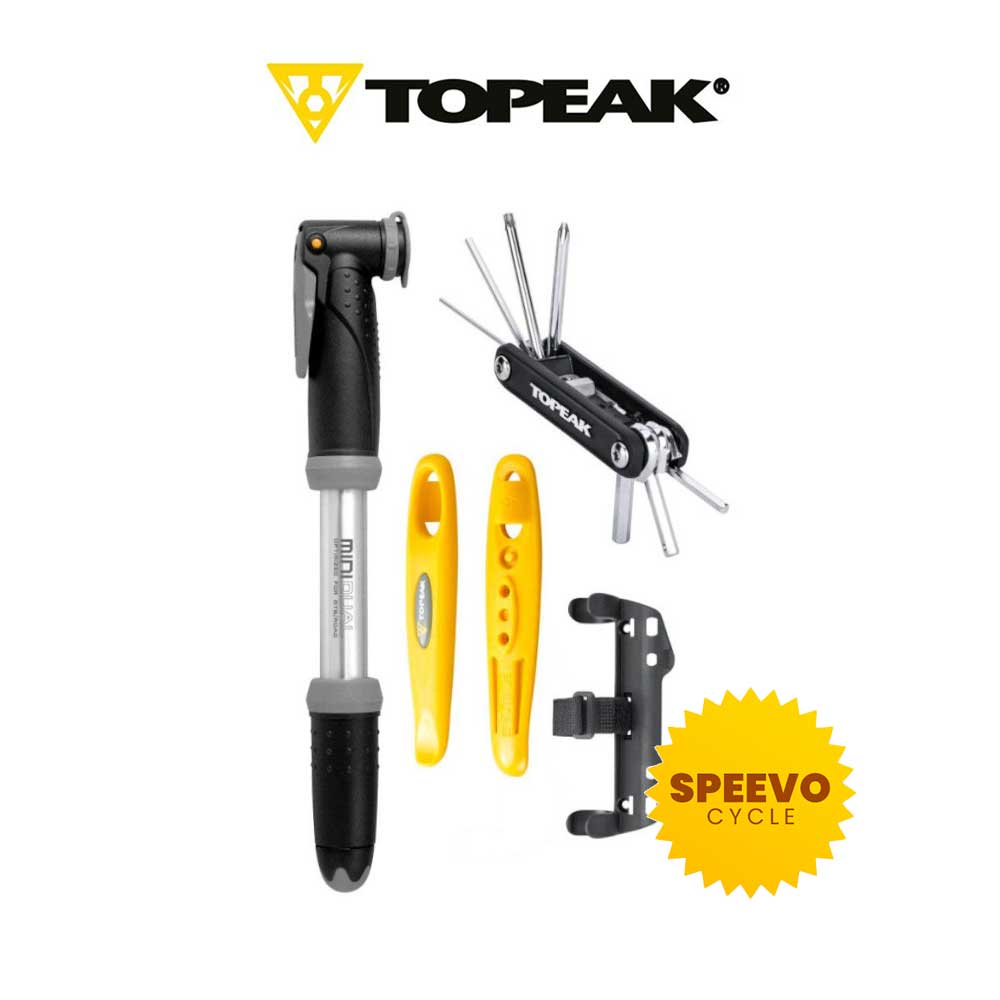 TOPEAK ESSENTIALS CYCLING ACCESSORY KIT MINI DUAL PUMP , TIRE LEVER