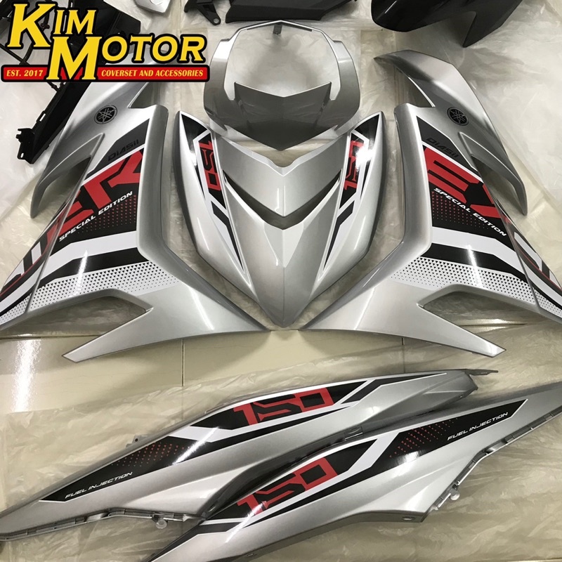 Coverset Y V V Original Velozi Exciter Exr Silver Matt Special Edition Stripe Tanam Shopee