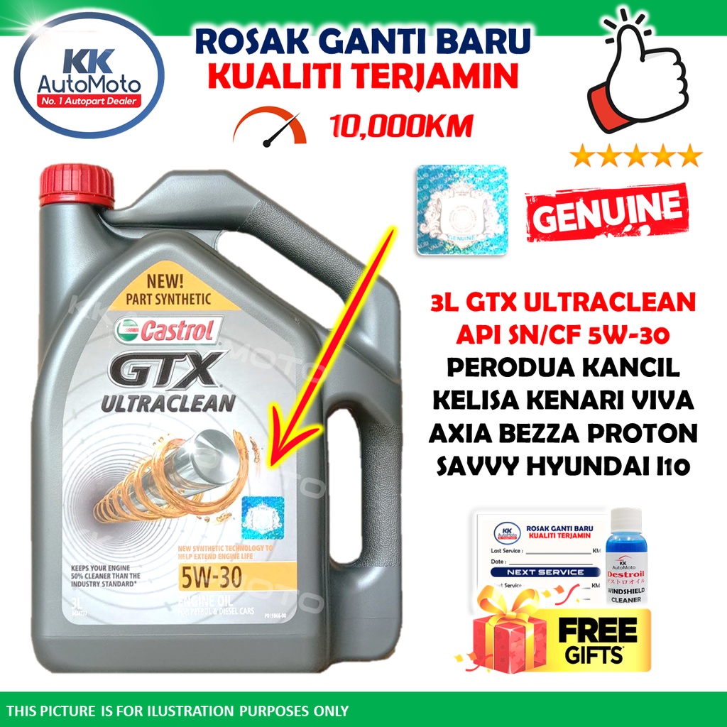 Genuine Castrol Synthetic GTX Ultraclean 5W30 5W30 Engine Oil Minyak