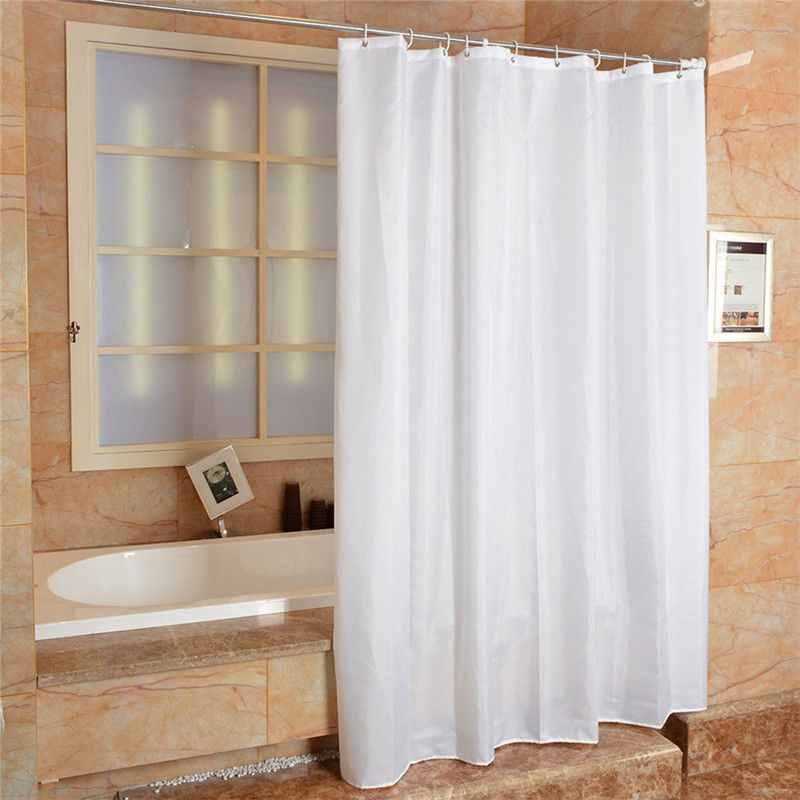 Fabric Shower Curtain White Extra Wide Extra Long With Hooks Ring