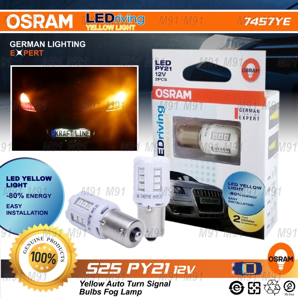 OSRAM PY21W LED S25 Amber Signal Bulb Fog Lamp Reverse Brake Light