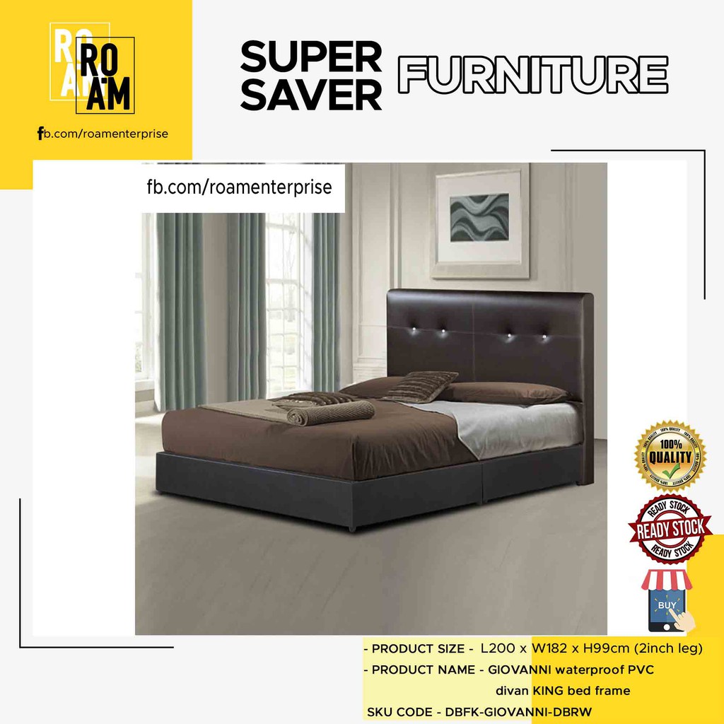 DIVAN waterproof PVC divan king bed frame-dark brown 8005 King (PVC MATERIAL)