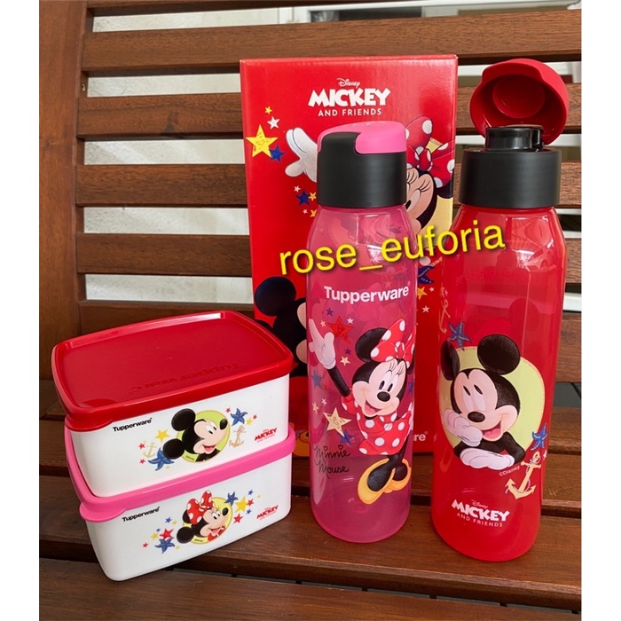 Tupperware Mickey Minnie Eco Bottle 500ml (2) Snack Box 400ml (2) Unicorn Collection Eco Bottle 750ml snack box 400ml