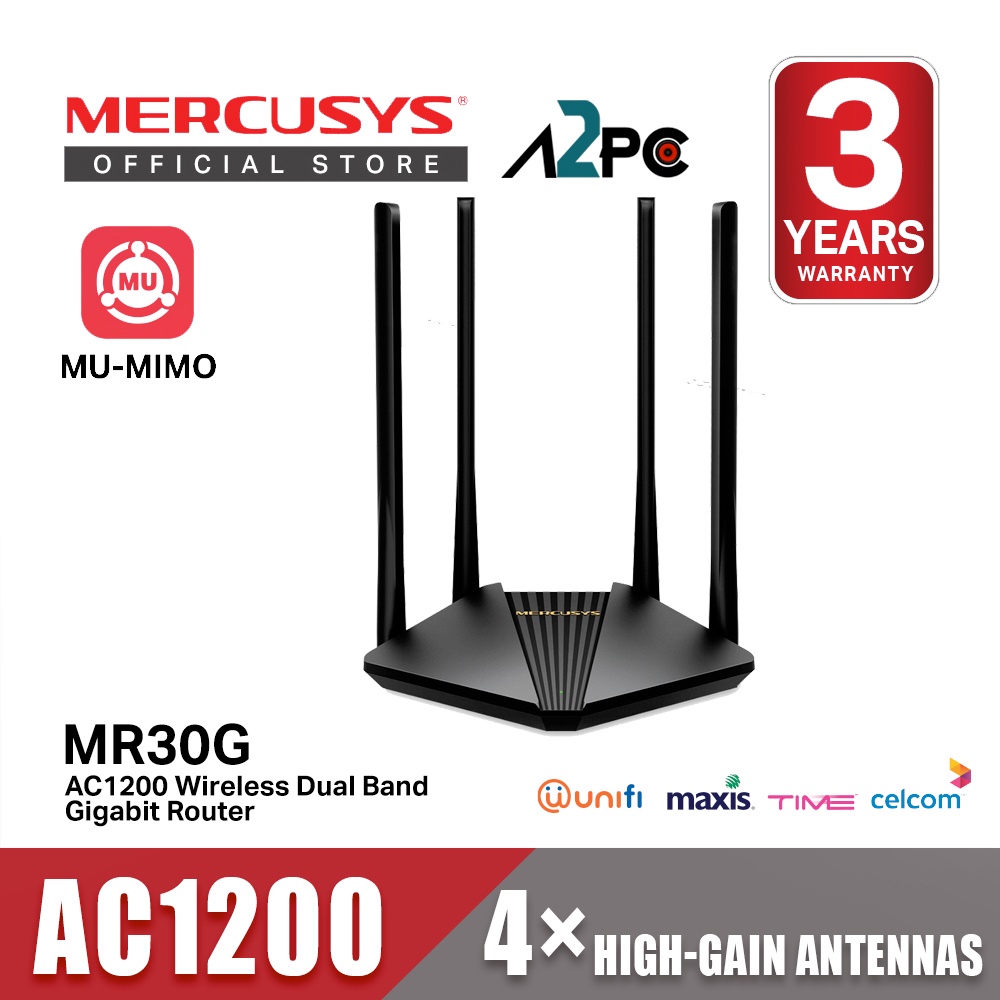 Mercusys MR30G AC1200 Wireless Dual Band Gigabit Router Shopee Malaysia