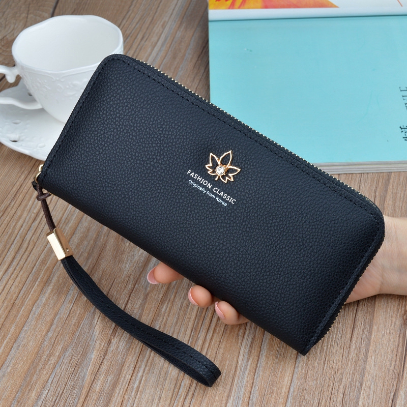 Women Purse Color : Blue Large-Capacity Wallet Female Long Section Fashion Japanese and Korean Students Cute Small Fresh Mobile Wallet Color : Blue