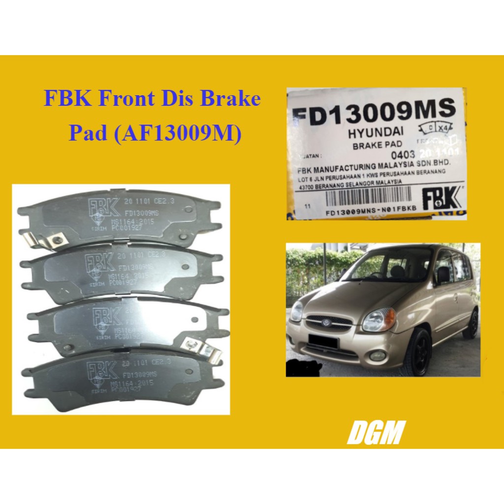 FBK Hyundai Atos 1.0 Front Disc Brake Pad (FD13009MS)  Shopee 