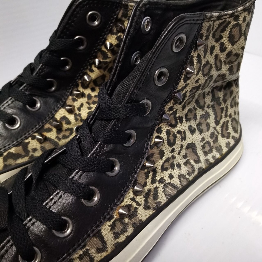 leopard print studded converse