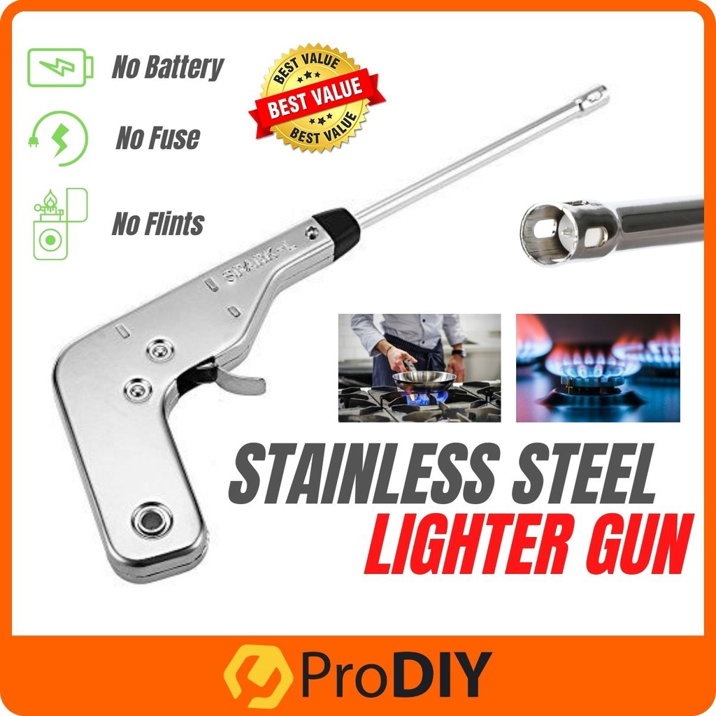 270mm VL Electronic Gas Ignition Torch Gun Lighter Spark Gas Burner Stove Iron Body Igniter Pemetik Api Dapur 露营火炉