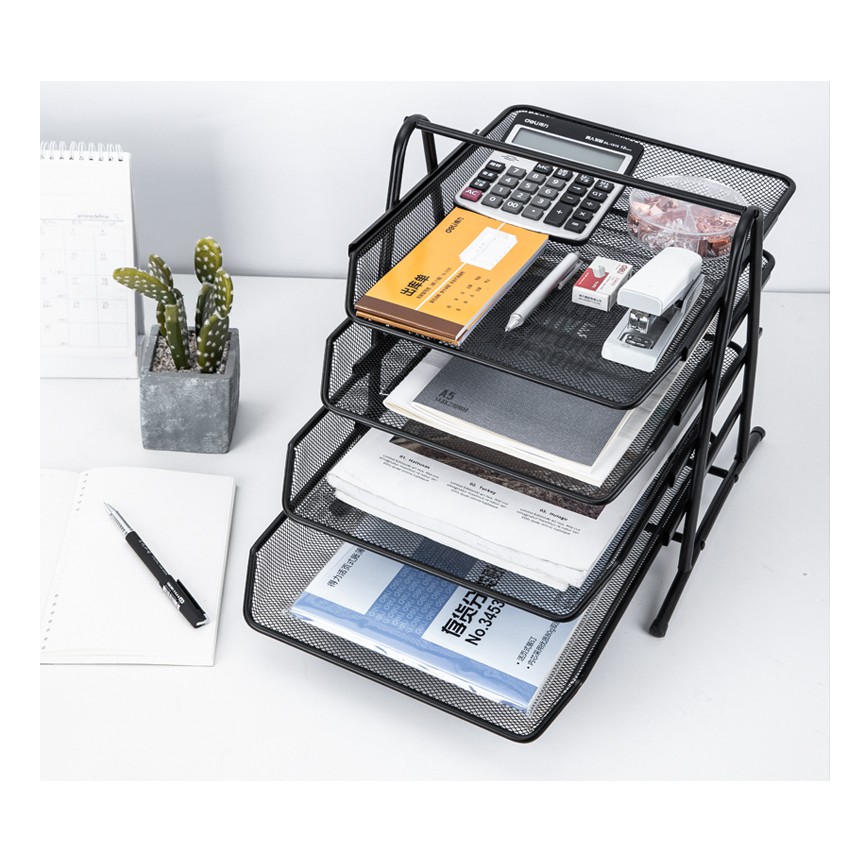 2 / 3 / 4 Tier Document Tray Wire Tray Student Office | Metal Mesh Wire ...