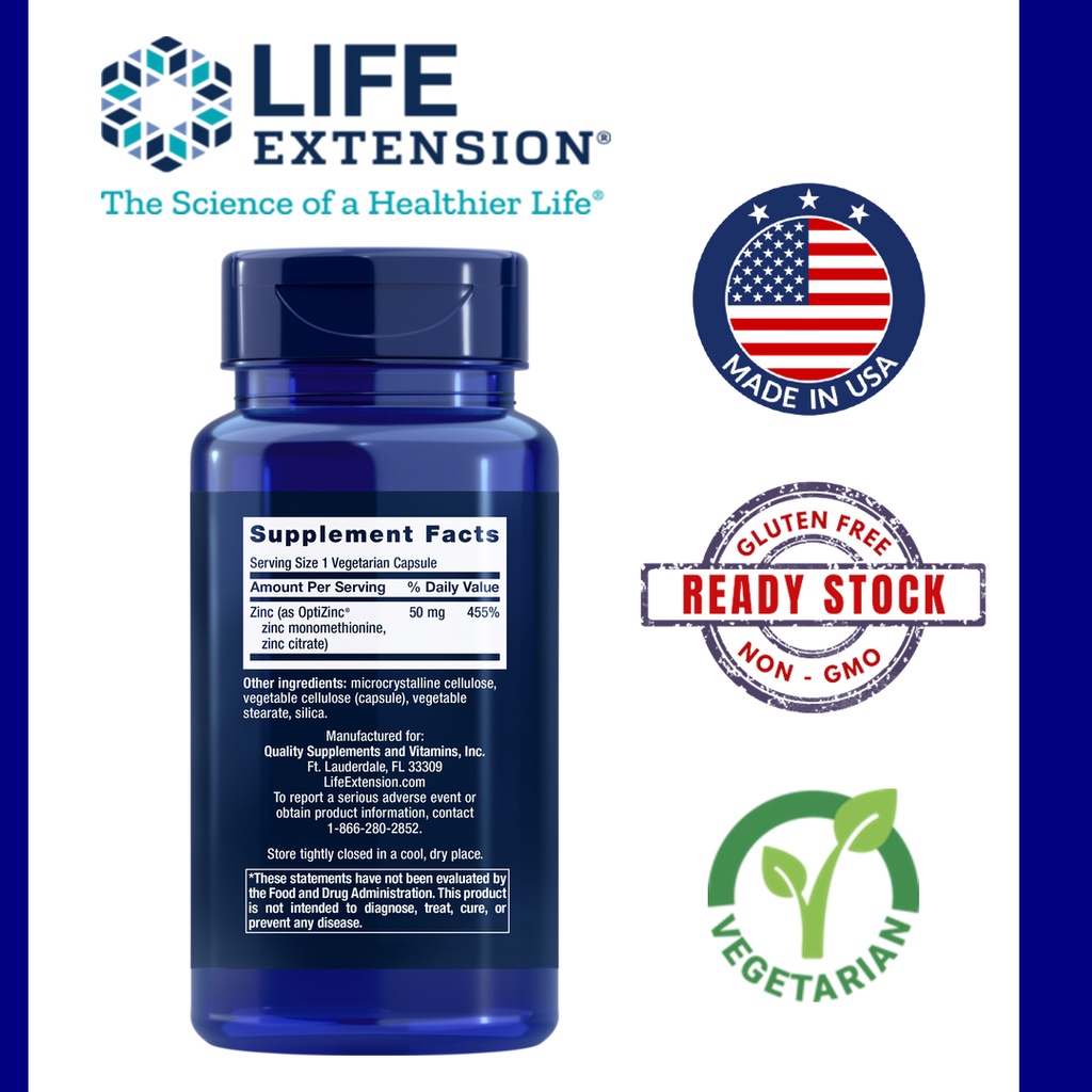 Life Extension] Zinc Caps, High Potency, 50mg, 90 capsules | Shopee Malaysia