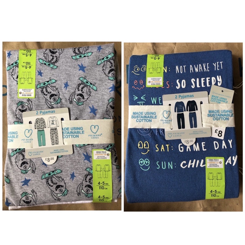 Primark UK 2 Pairs Boy Pyjama/ Baju Tidur Kanak2 Lelaki Shopee Malaysia