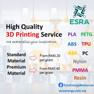 Buy Esra 3d Printing Service Fdm And Sla 3d Print Pla Abs Petg Tpu Pc Asa Pa Pmma Resin Seetracker Malaysia