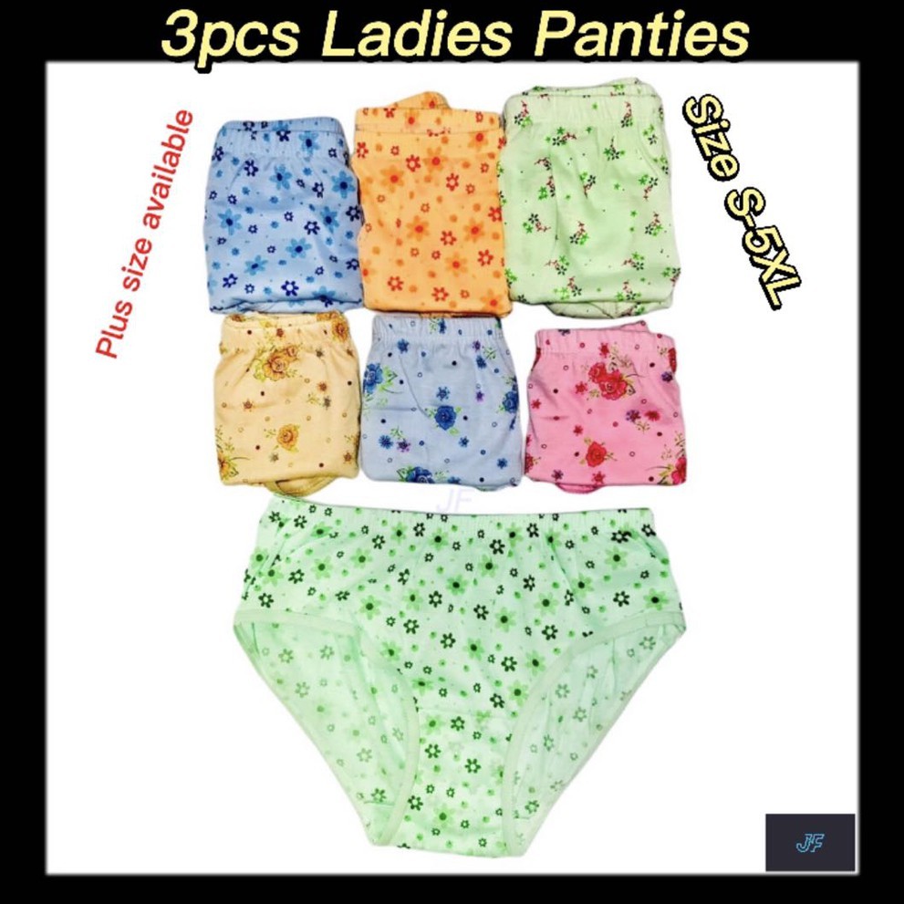 3 Pcs Ladies Panties  ( RANDOM - MIX COLOUR ) SIZE : S - 5XL  ( U911 )