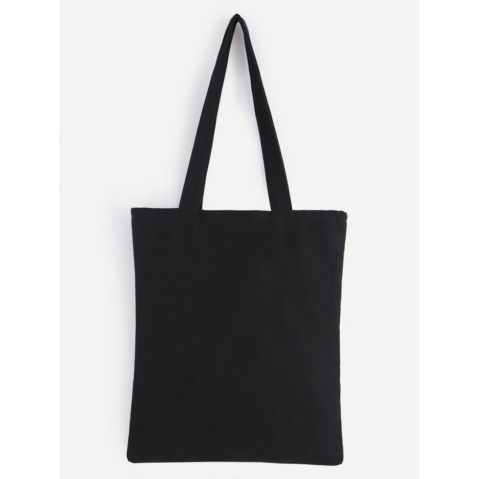 black and white canvas tote bag