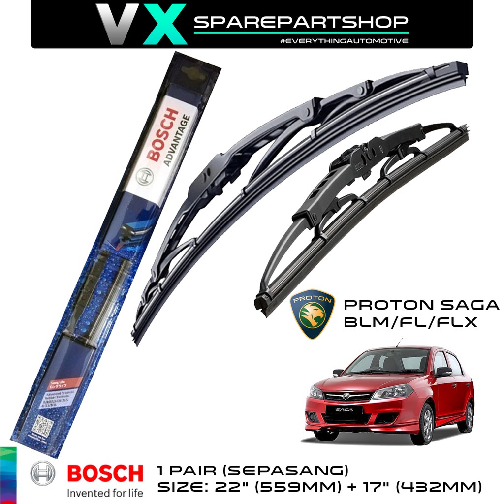 Proton Saga Blm Fl Flx Bosch Advantage Car Windscreen Wiper Blade Size 22 17 1 Pair Shopee Malaysia