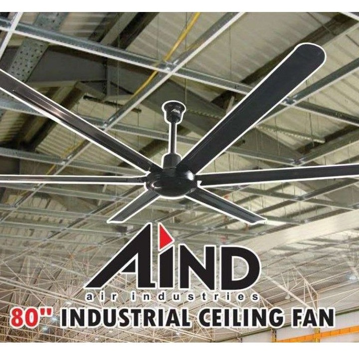 ceiling fan 80" inch 200cm 165w 6 blades (black)