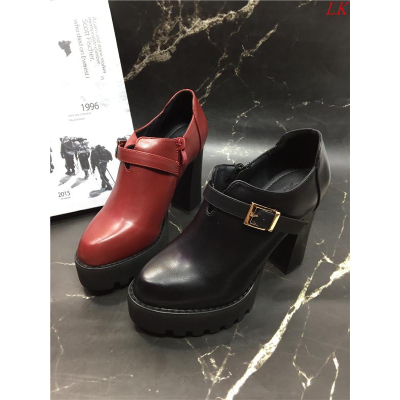 Autumn Waterproof Platform Deep Mouth Comfortable Black Work Shoes
