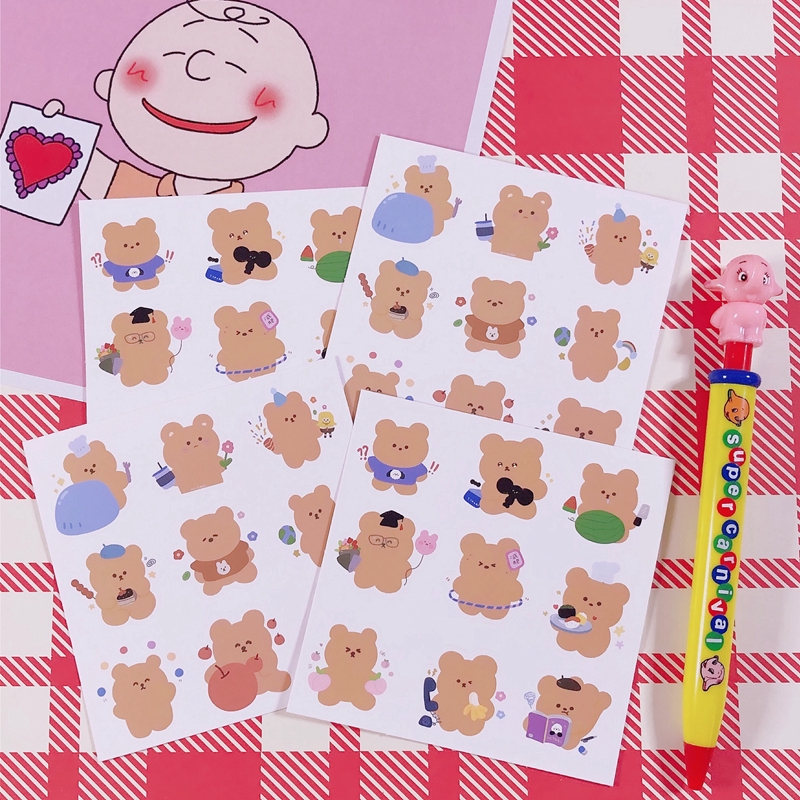 korean ins cartoon fudge bear sticker shopee malaysia