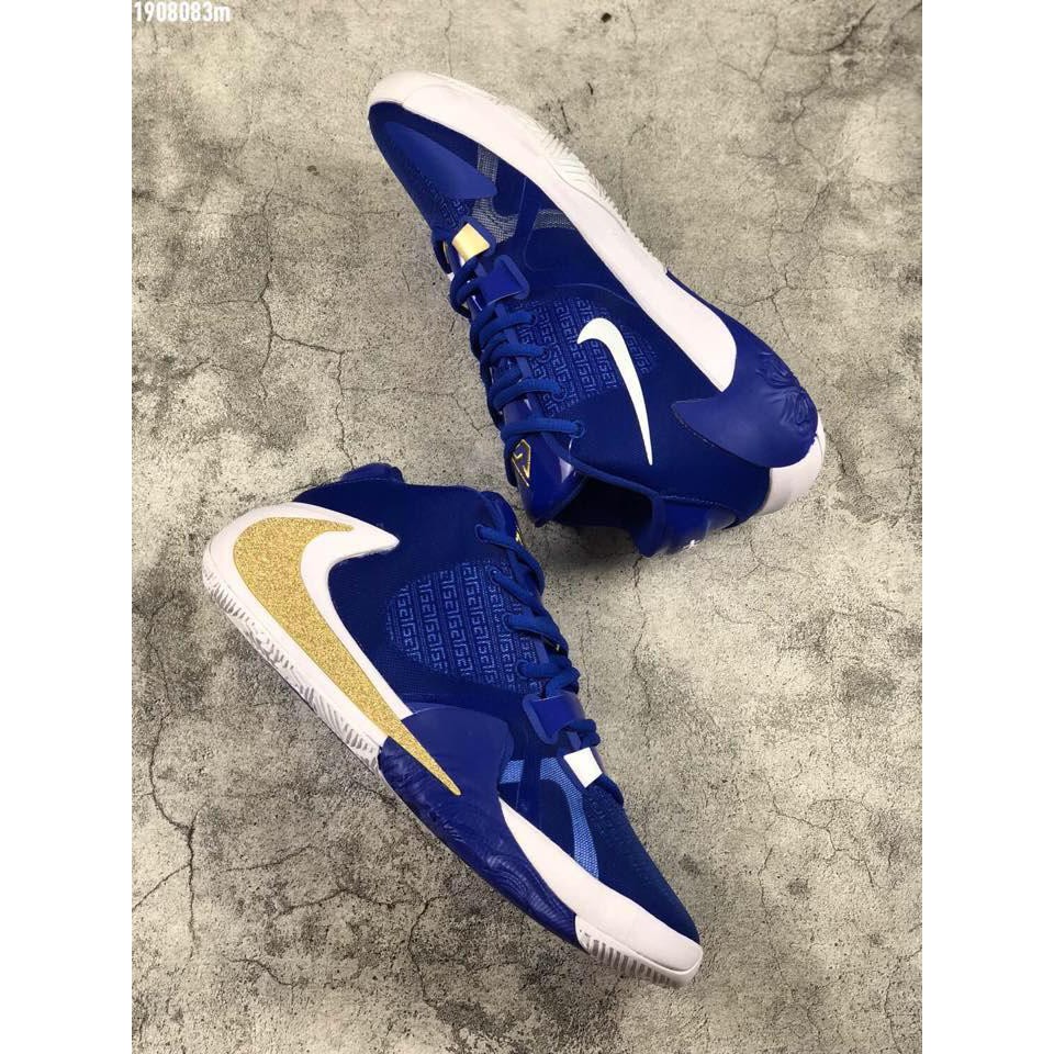 blue and gold basketball shoes