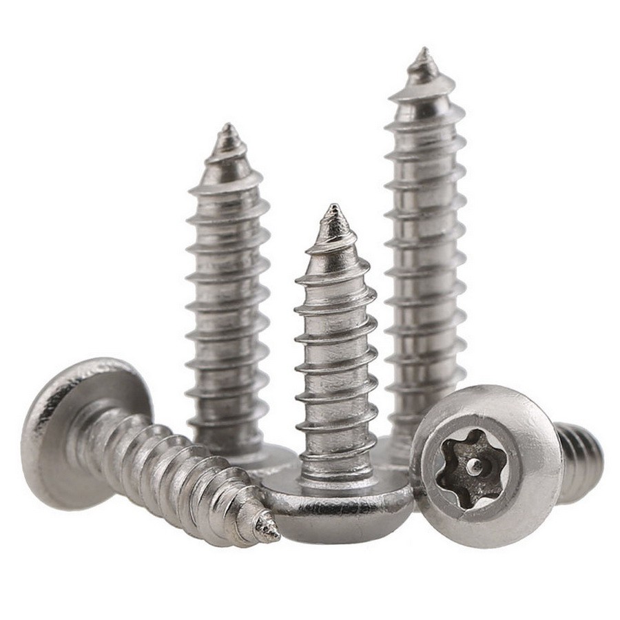 No.8 A2 STAINLESS STEEL TORX PIN 6 LOBE BUTTON HEAD SELF TAPPING SECURITY SCREWS 