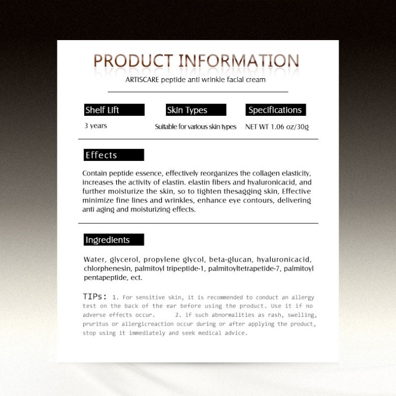 artiscare peptide anti wrinkle