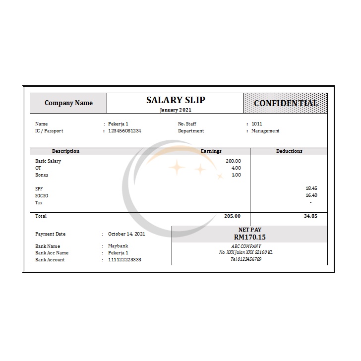 Upgraded Version For Template Slip Gaji Payslip Auto Calculation Hot