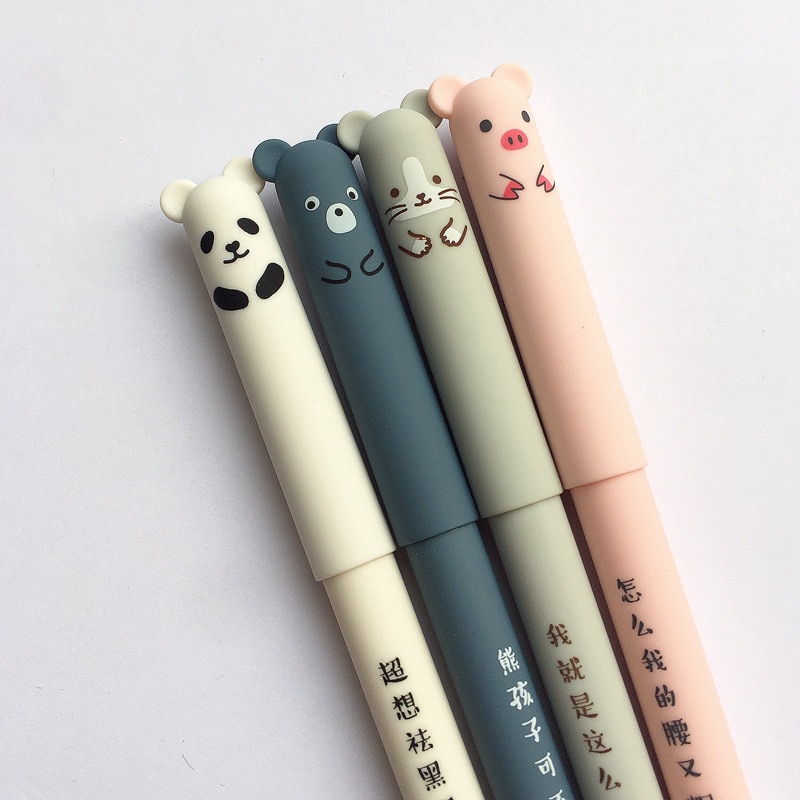 Cartoon Animals Erasable Pen 0.35mm Cute Panda Cat Magic Pens Kawaii Gel Pens For School Writing