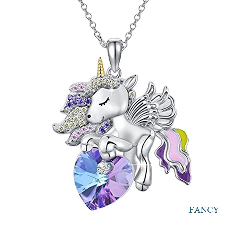 Women Girls Unicorn Angel Necklace Kids Cute Animal Unicorn Pendant Necklaces Party