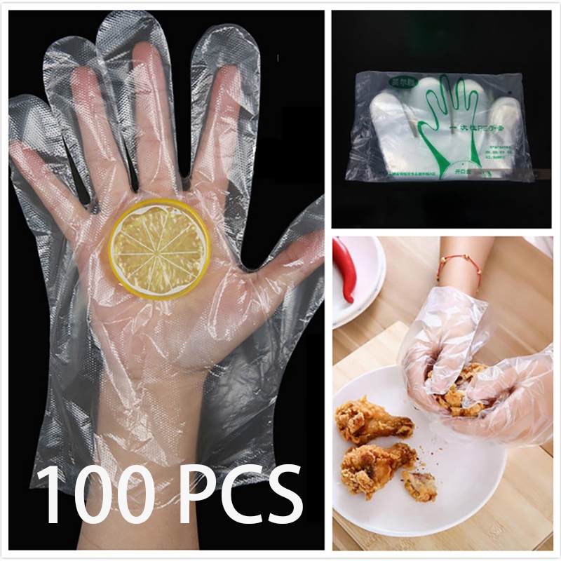 100 Pcs EcoFriendly Disposable Gloves Anticontact Plastic Gloves for